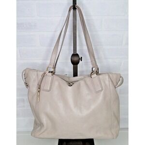FOSSIL Taupe‎ LEATHER BAG satchel Handbag Zipper Closure Pebbled Double Handle